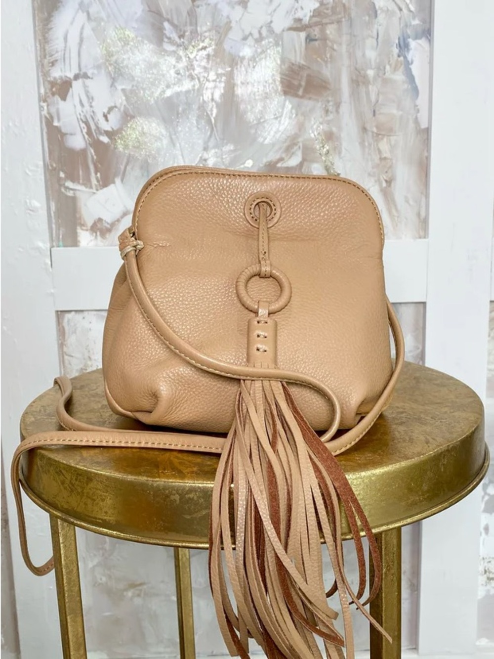 Hobo Birdy Leather Crossbody Bag Tan Cinnamon - Picture 9 of 9